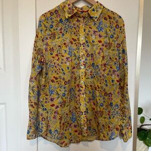 Talbots Women’s Yellow Floral Button Down Shirt Size XL